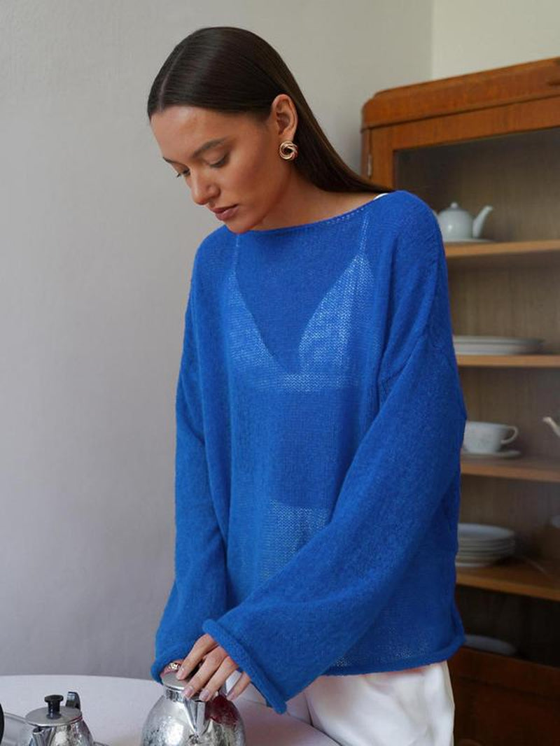 Women'S Solid round Neck Sweater, Casual Long Sleeve Jumper for Daily Wear, Ladies Knitwear for All Seasons