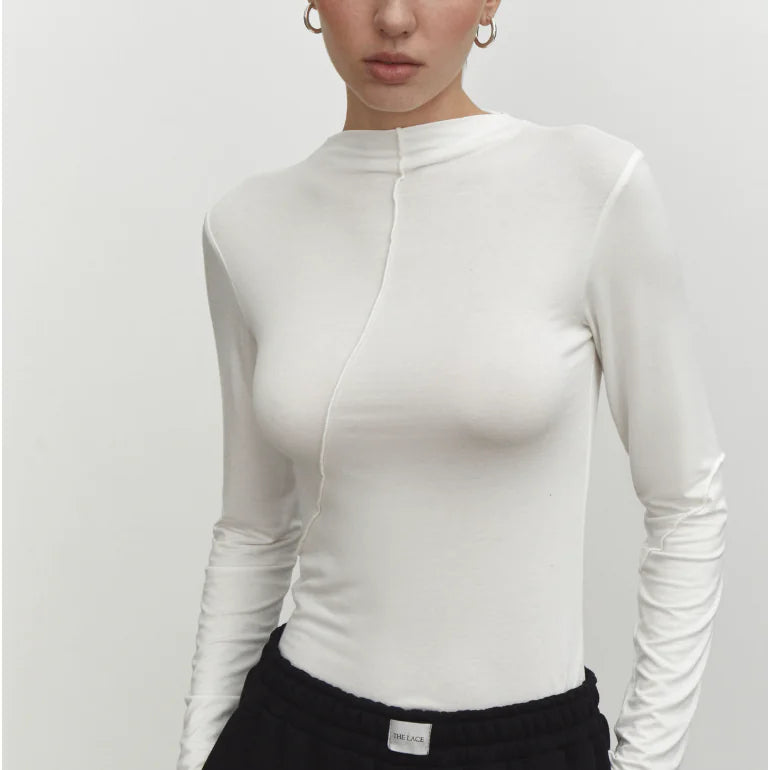 Fashionable Slim Fit Long Sleeve Top with Asymmetrical Design