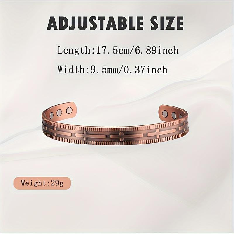 Cross Copper Bracelet for Men Women, Pure Copper Magnetic Bracelets Adjustable Cuff Jewelry Gift
