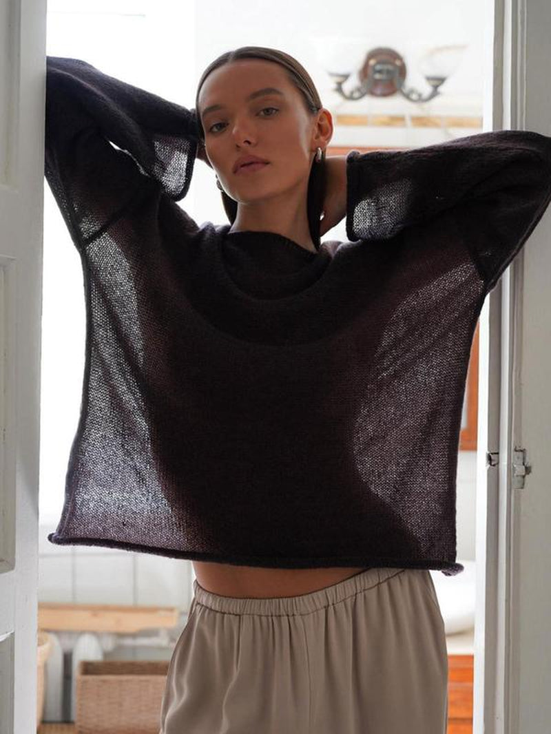 Women'S Solid round Neck Sweater, Casual Long Sleeve Jumper for Daily Wear, Ladies Knitwear for All Seasons