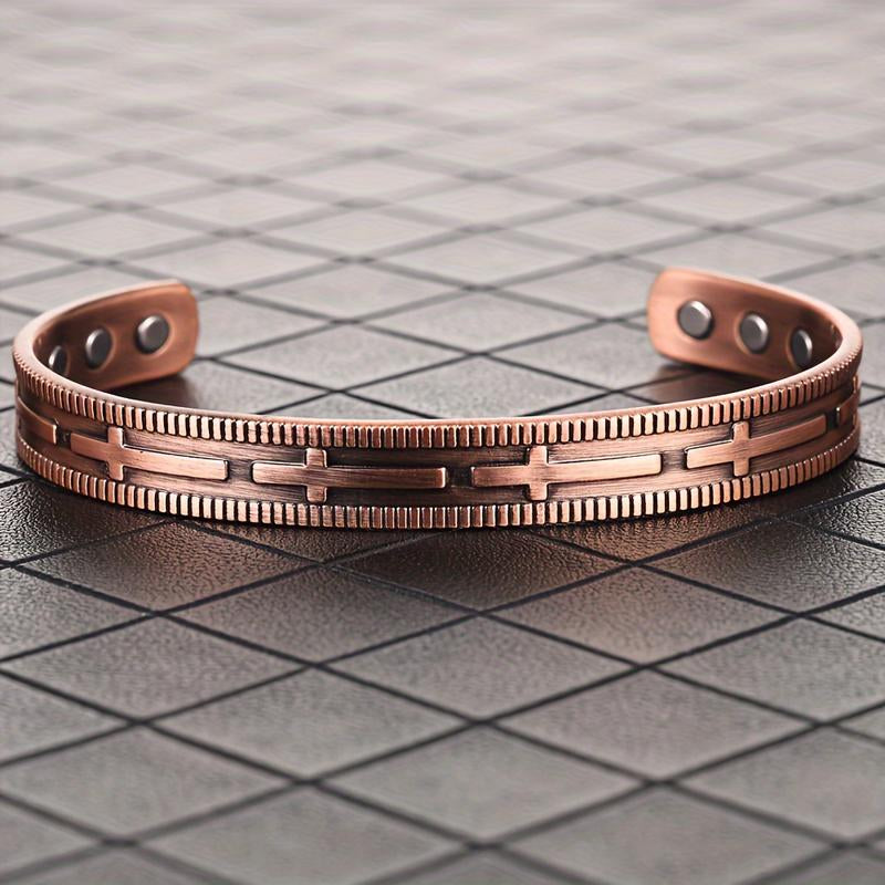 Cross Copper Bracelet for Men Women, Pure Copper Magnetic Bracelets Adjustable Cuff Jewelry Gift