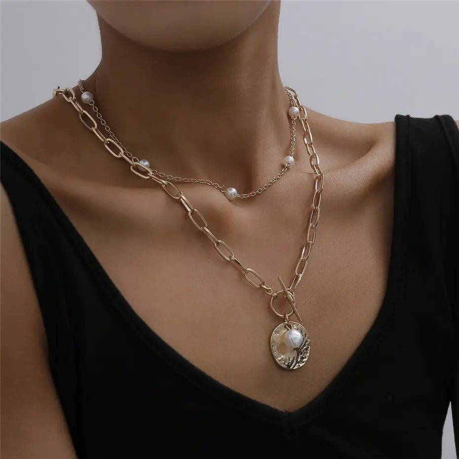 Pearl Coin Pendant Necklace for Women