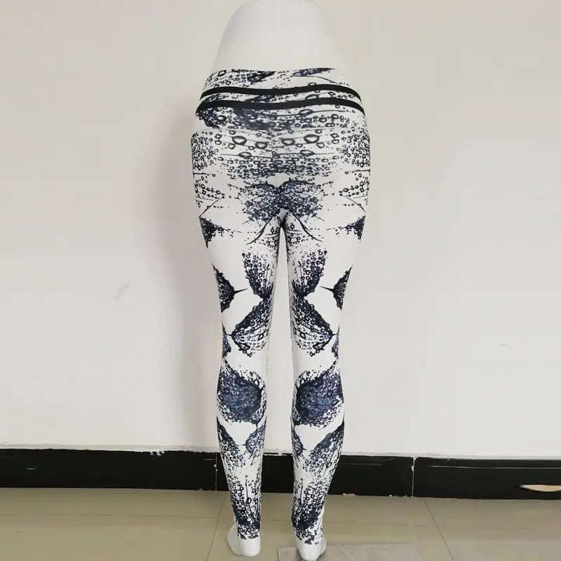 Feather Raindrop Print Yoga Leggings