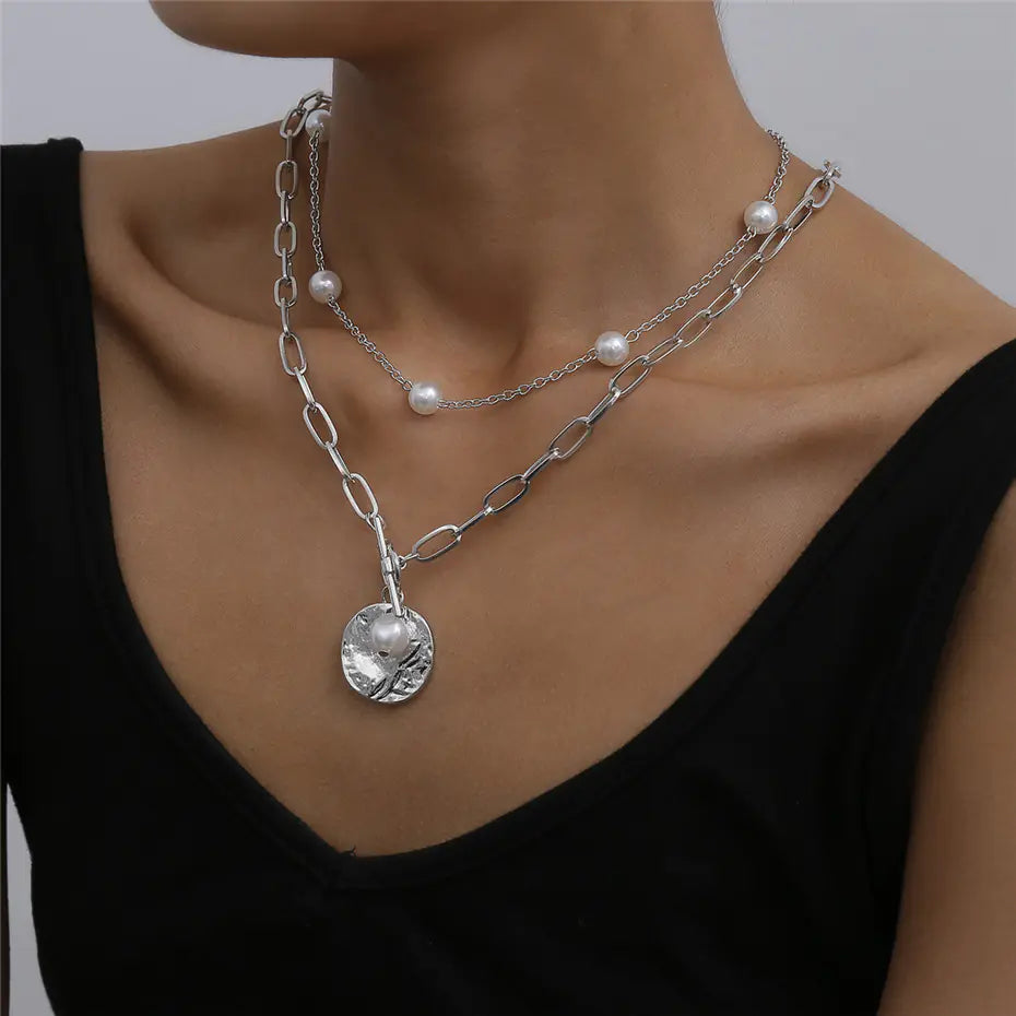 Pearl Coin Pendant Necklace for Women