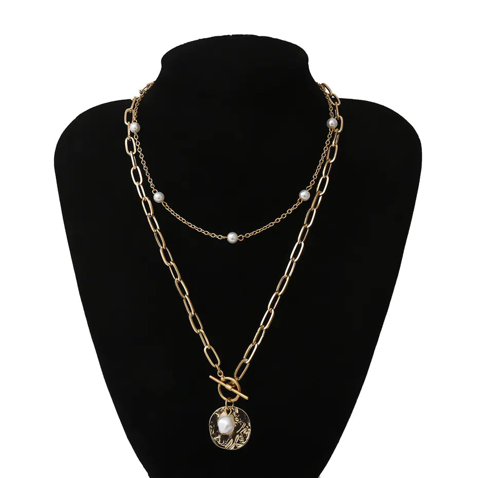 Pearl Coin Pendant Necklace for Women