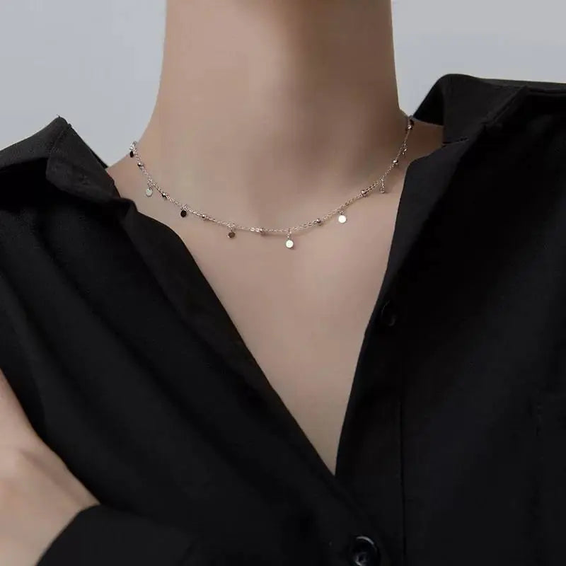 Shiny Disc Bead Choker Necklace
