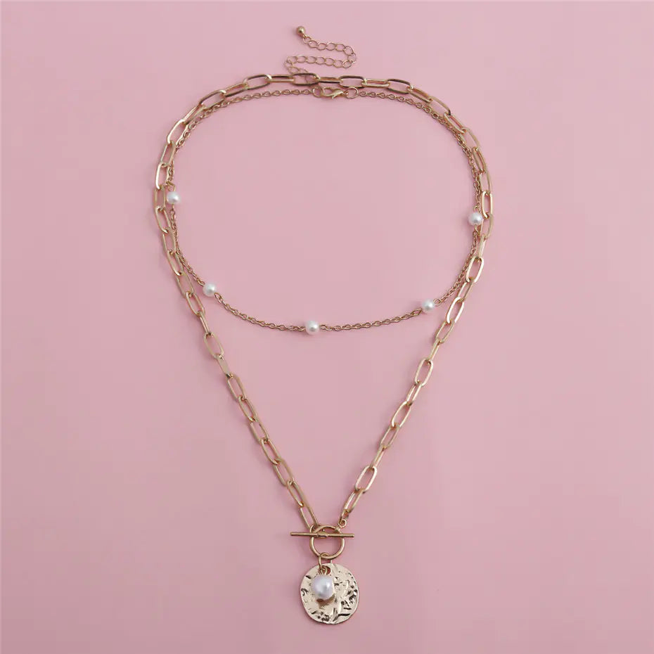 Pearl Coin Pendant Necklace for Women