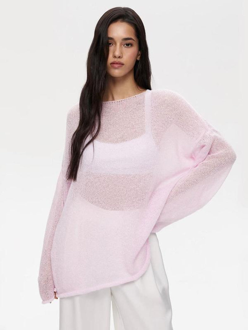 Women'S Solid round Neck Sweater, Casual Long Sleeve Jumper for Daily Wear, Ladies Knitwear for All Seasons