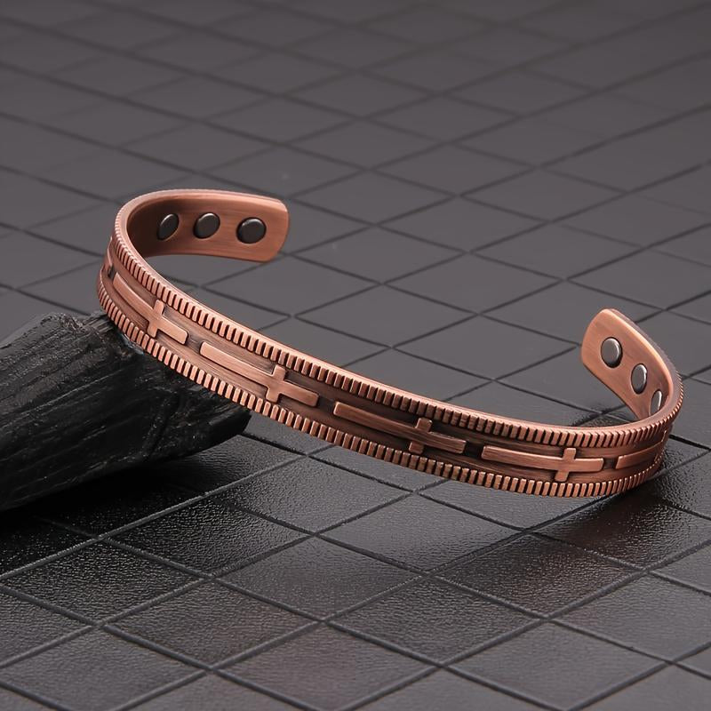 Cross Copper Bracelet for Men Women, Pure Copper Magnetic Bracelets Adjustable Cuff Jewelry Gift