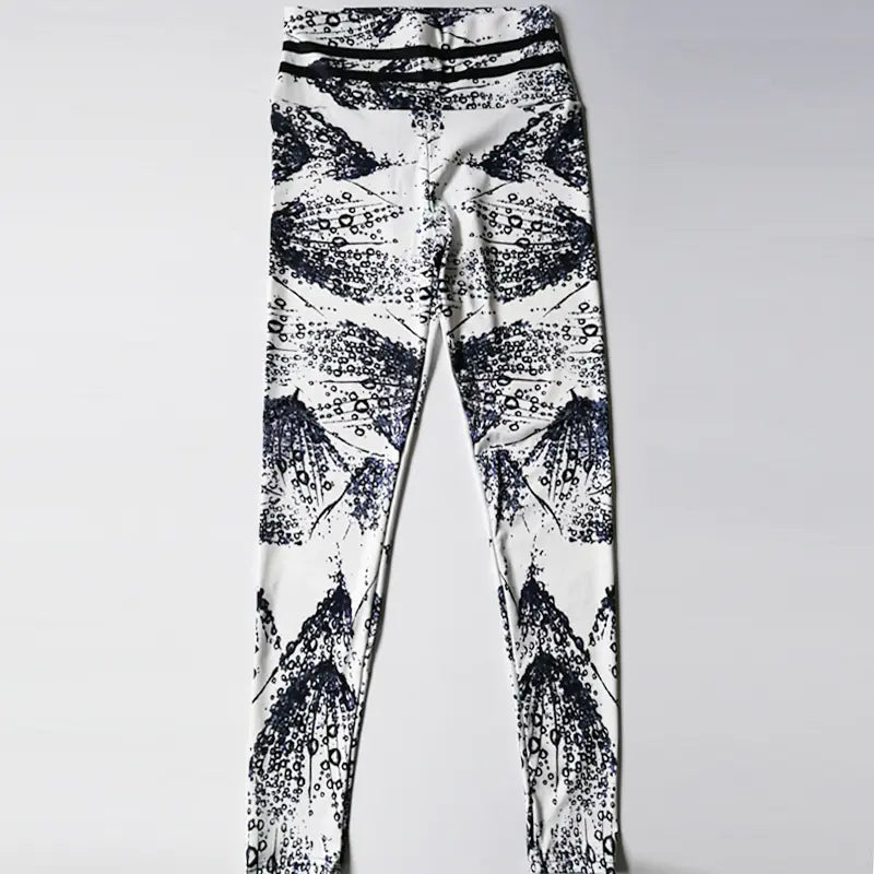 Feather Raindrop Print Yoga Leggings