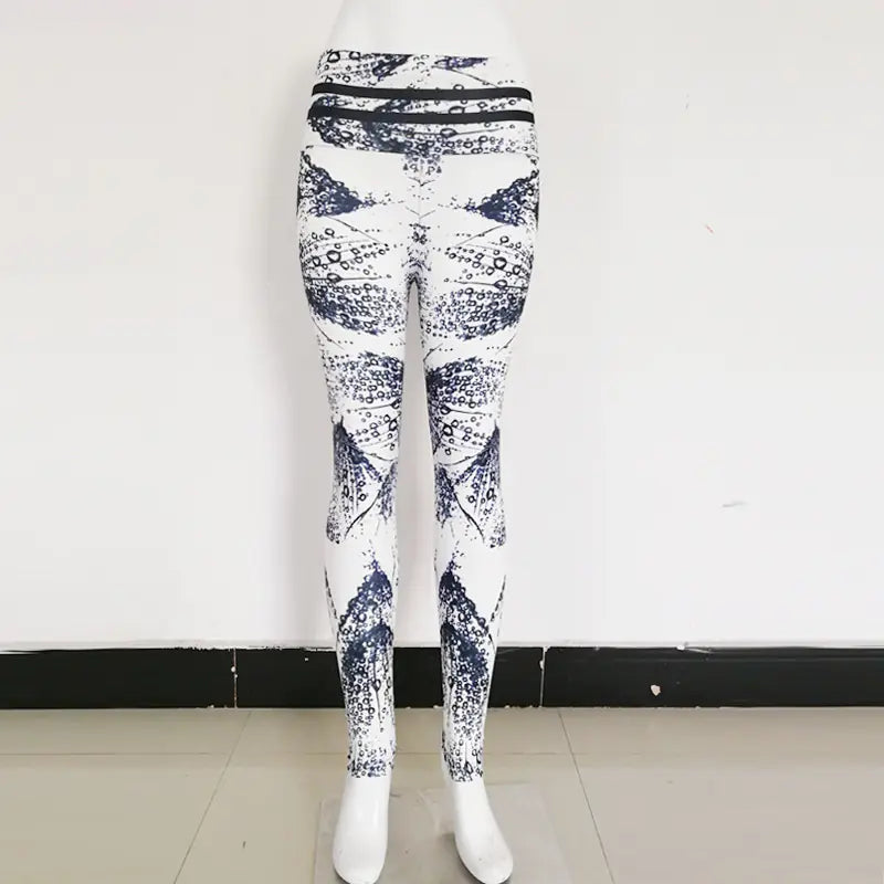 Feather Raindrop Print Yoga Leggings