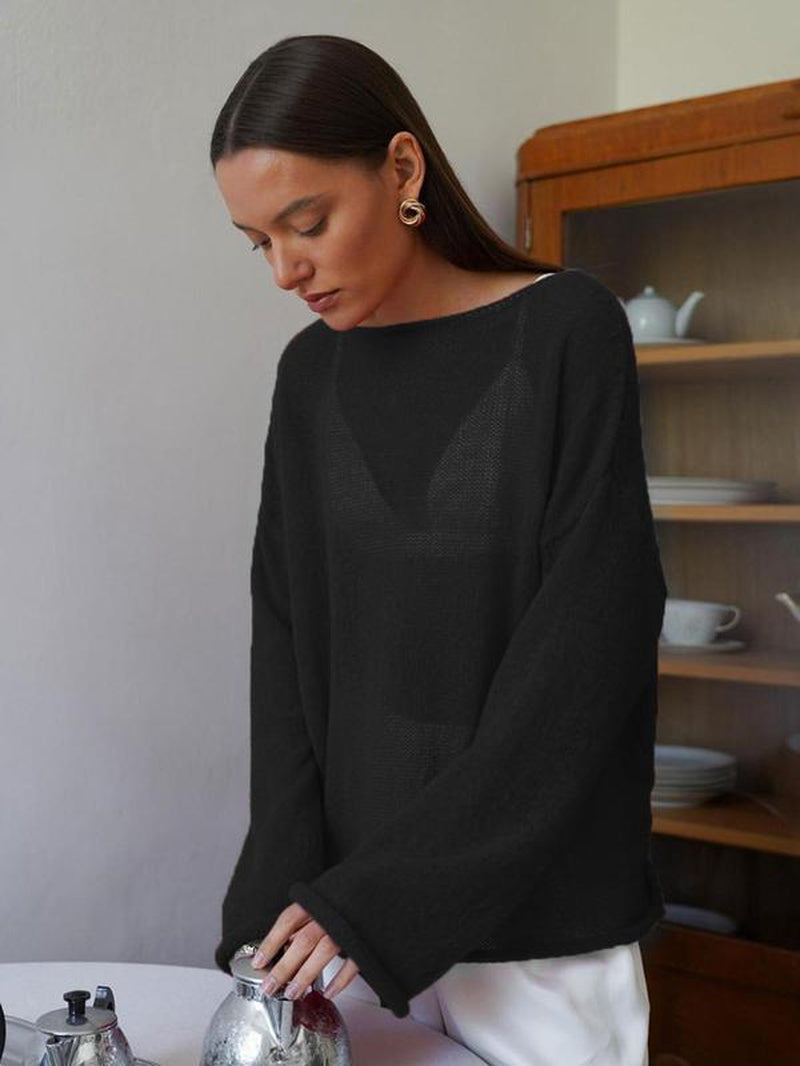 Women'S Solid round Neck Sweater, Casual Long Sleeve Jumper for Daily Wear, Ladies Knitwear for All Seasons