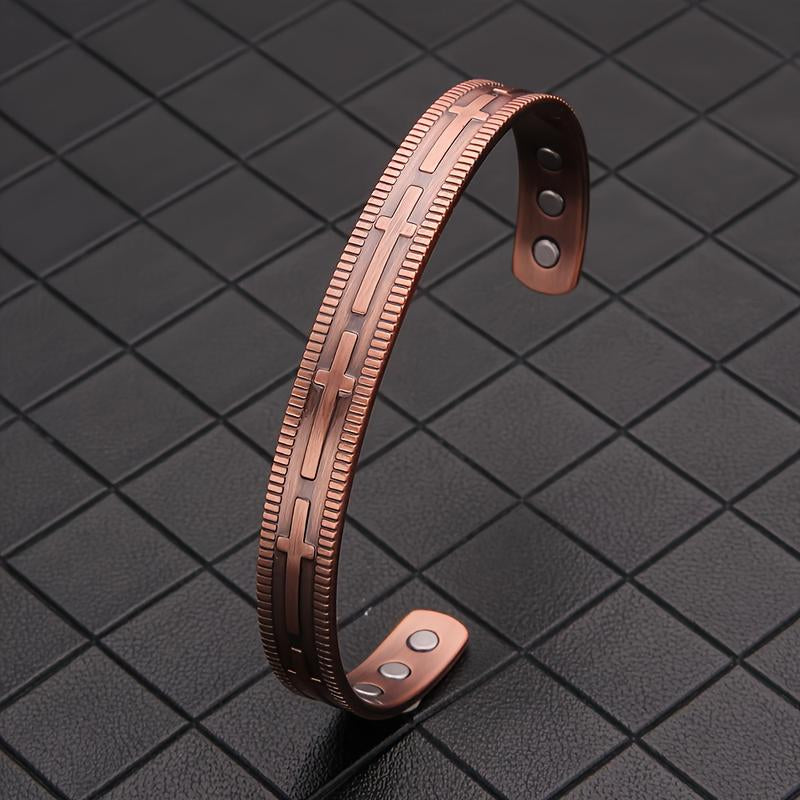 Cross Copper Bracelet for Men Women, Pure Copper Magnetic Bracelets Adjustable Cuff Jewelry Gift