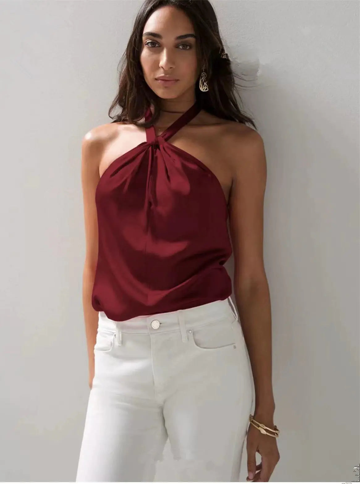 Stylish Summer Satin Backless Tank Top for Women