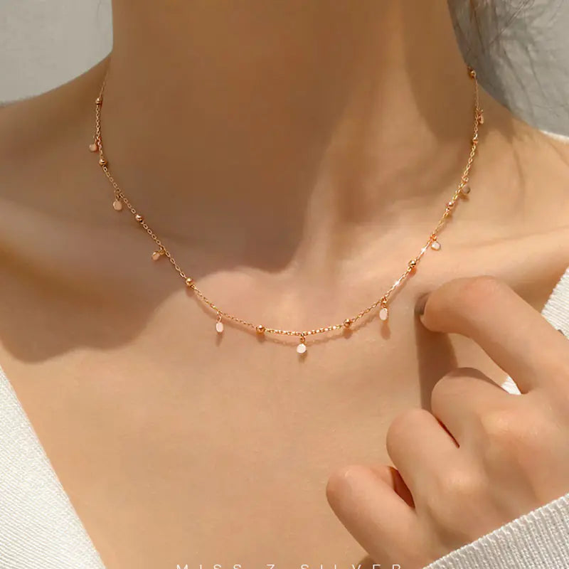 Shiny Disc Bead Choker Necklace